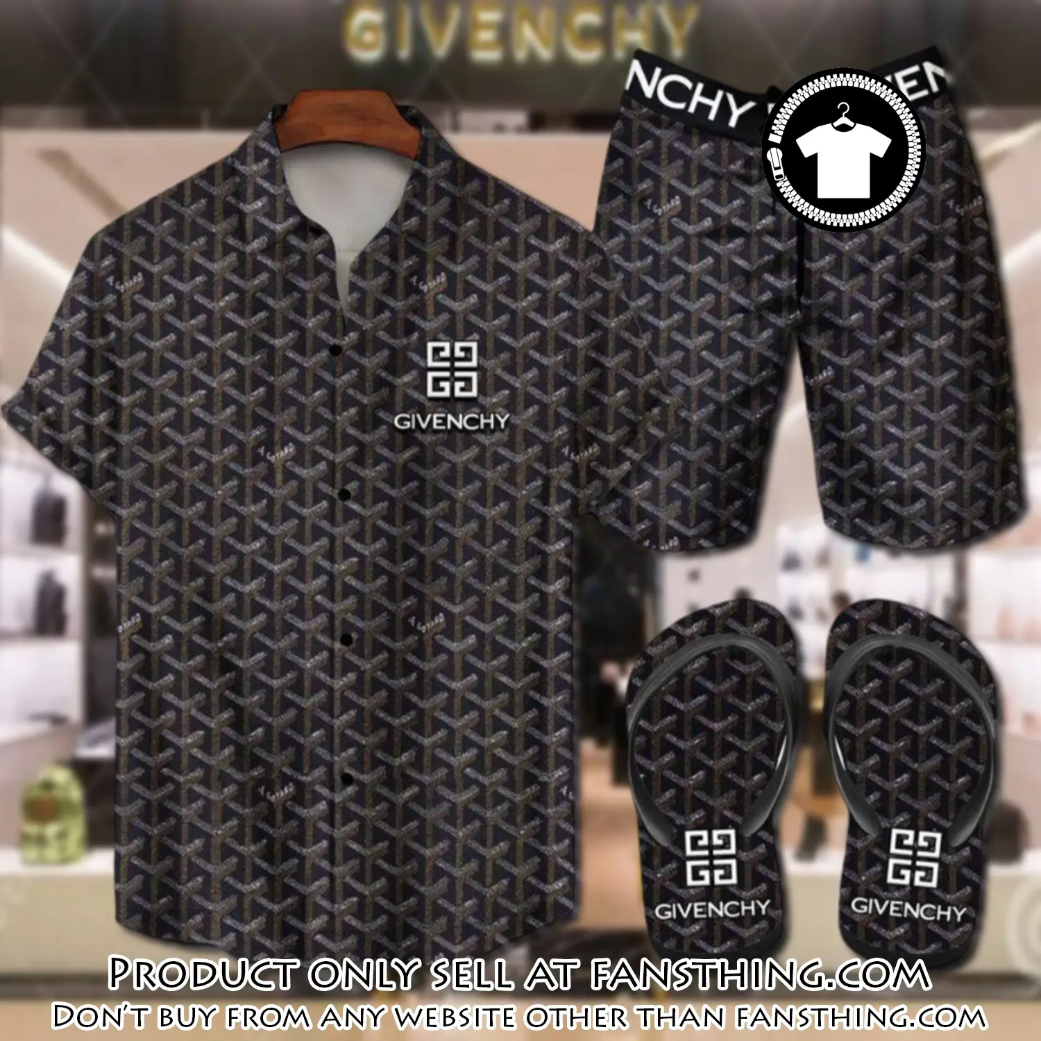 Givenchy flip flops and combo hawaii shirt shorts luxury brand summer outfit hsf219 fst0012118